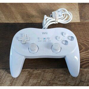 Nintendo Wii Pro Controller Classic White RVL-005 OEM Tested Working